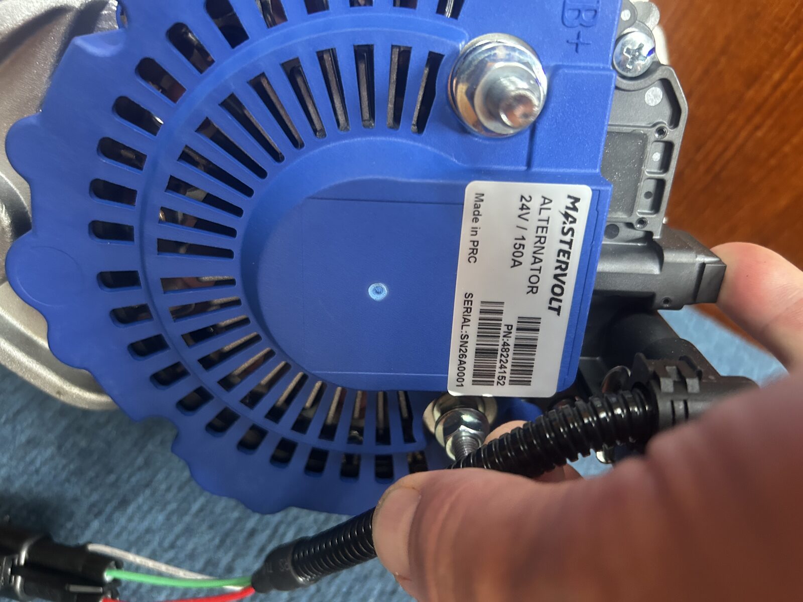 The Mastervolt 24V/150A alternator fitted aboard Gran Blau