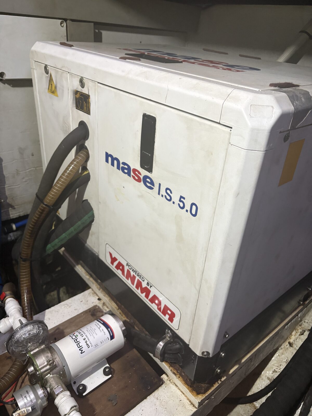 The Mase I.S. 5.0 generator, powered by Yanmar, fitted aboard Gran Blau